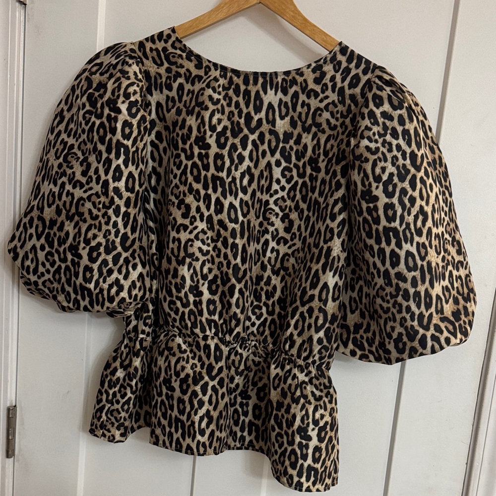 H&M Animal Print Puff Sleeve Blouse